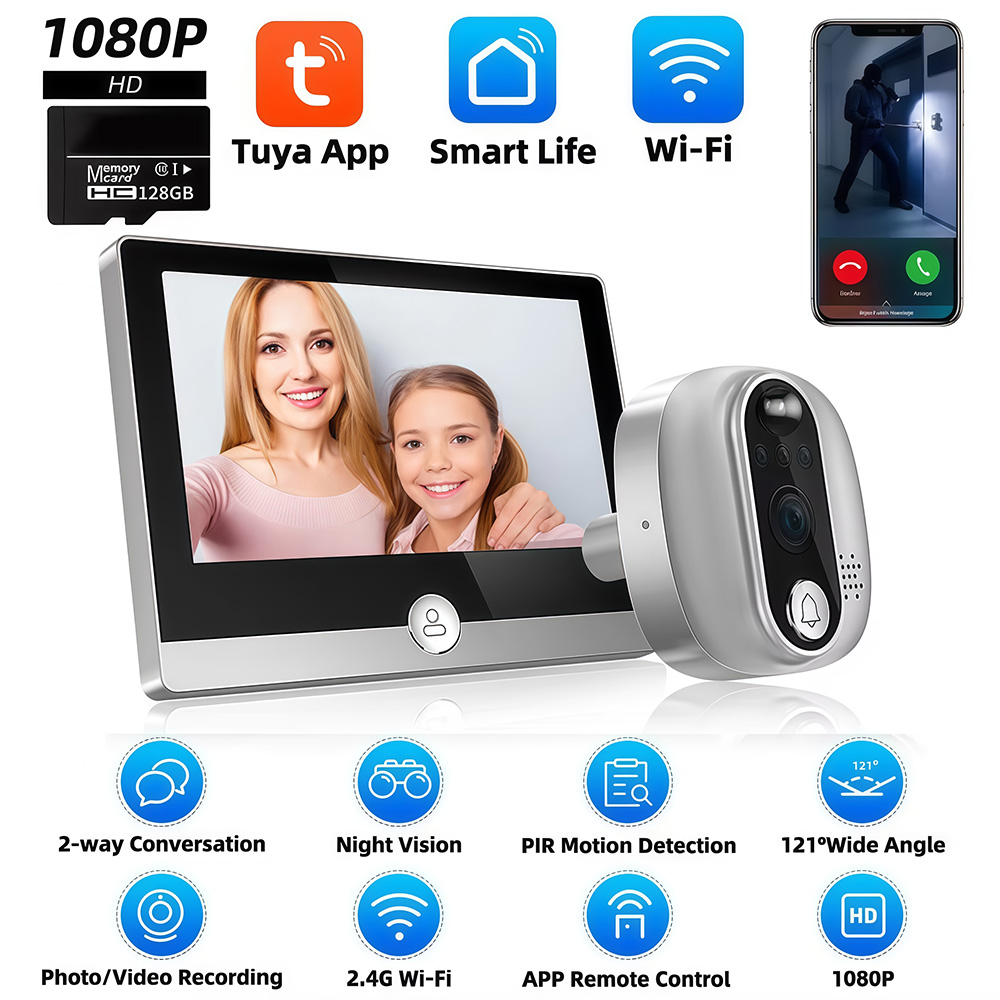 Smart Home Battery Camera - Tuya 1080P WiFi Door Bell Camera