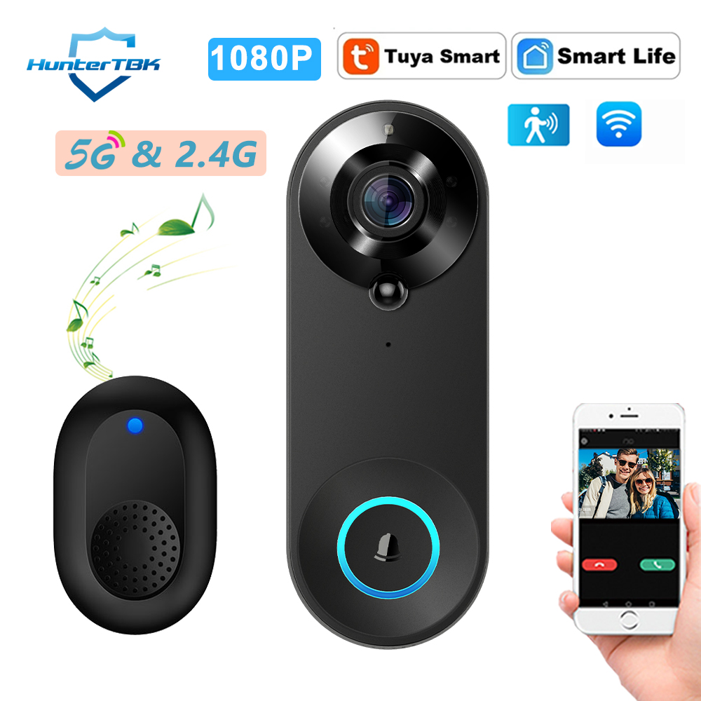 Smart Home Battery Camera - 5G 2.4G WiFi Video Doorbell 1080P