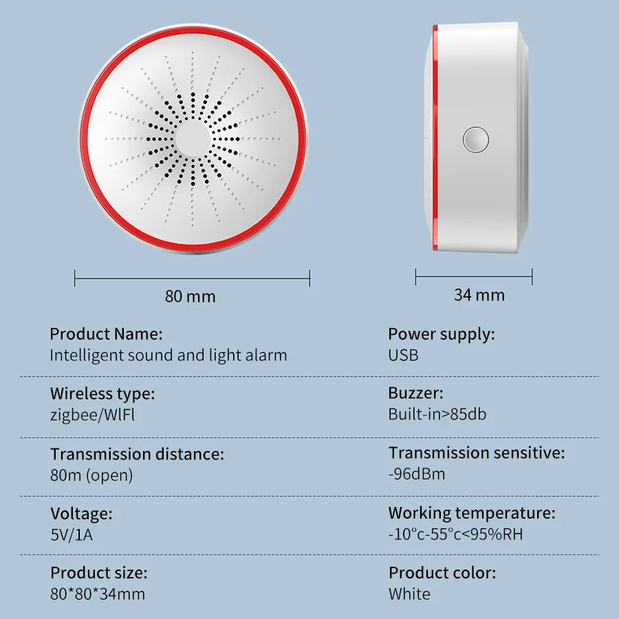 Tuya WiFi ZigBee Smart Alarm S - đánh giá và giá Smart Home Features