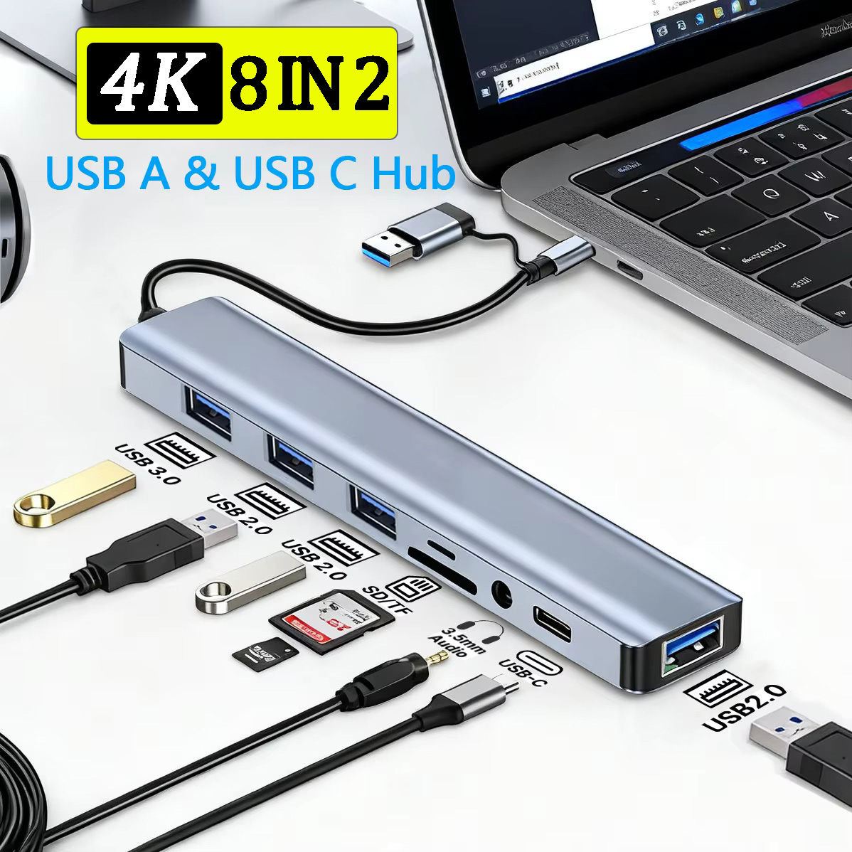8 In 2 USB C Hub Expander Mult - đánh giá và giá Smart Home Hub 2