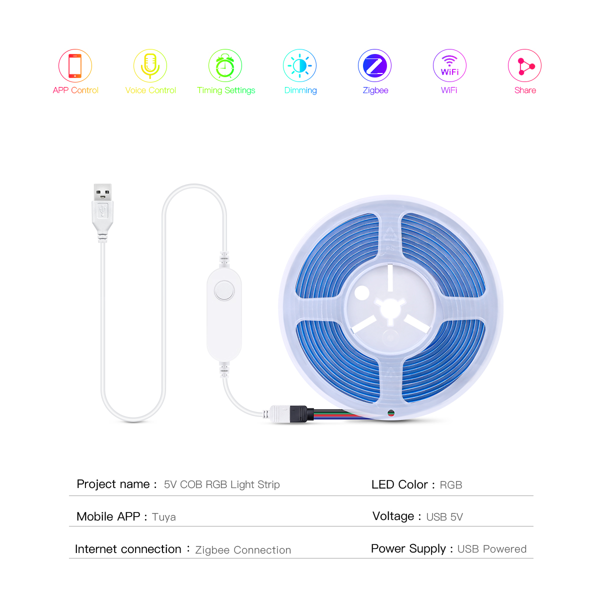 ZigBee LED Strip Smart Tuya CO - đánh giá và giá Alexa Compatible Bulb